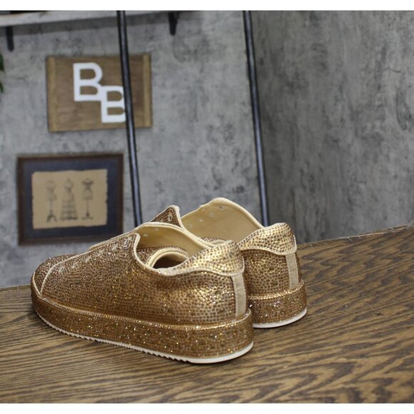 INC International Concepts Womens Lola Sneakers Skater Shoes Gold Bling 7.5M - Picture 2 of 8